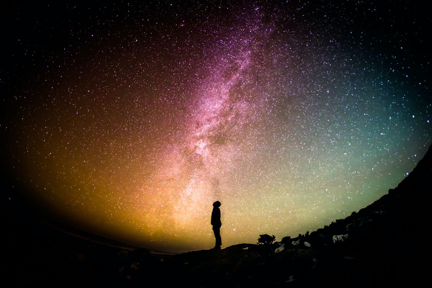 person stargazing milky way
