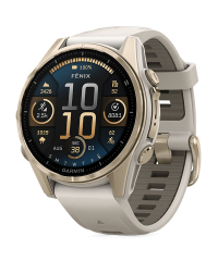 Garmin Fenix 8 Sapphire Smartwatch - Soft Gold w Fog Grey Band