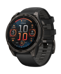 Garmin Fenix 8 Sapphire Smartwatch - Carbon Grey Titanium w Black Band 47mm