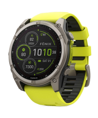 Garmin Fenix 8 Sapphire Solar Smartwatch - Amp Yellow w Graphite Band 51mm