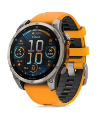 Garmin Fenix 8 Sapphire Smartwatch - Titanium w Orange/Graphite Band 47mm