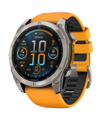 Garmin Fenix 8 Sapphire Smartwatch - Titanium w Orange/Graphite Band 51mm