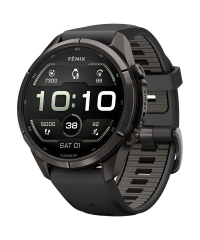 Garmin Fenix 9 Pro Sapphire AMOLED Smartwatch - Carbon Grey DLC Titanium w Black/Pebble Grey Band 43mm