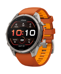 Garmin Fenix 9 Pro Sapphire AMOLED Smartwatch - Titanium w Autumn Orange/Spark Orange Band 47mm