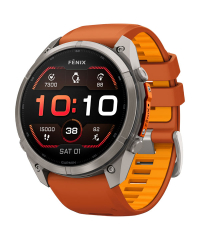 Garmin Fenix 9 Pro Sapphire AMOLED Smartwatch - Titanium w Autumn Orange/Spark Orange Band 51mm