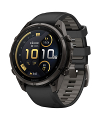 Garmin Fenix 9 Pro inReach Sapphire AMOLED Smartwatch - Carbon Grey DLC Titanium w Black/Pebble Grey Band 47mm