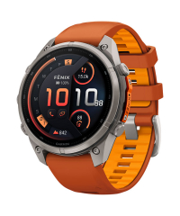 Garmin Fenix 9 Pro inReach Sapphire AMOLED Smartwatch - Titanium w Autumn Orange/Spark Orange Band 47mm
