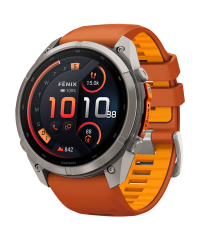 Garmin Fenix 9 Pro inReach Sapphire AMOLED Smartwatch - Titanium w Autumn Orange/Spark Orange Band 51mm