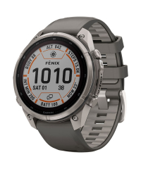 Garmin Fenix 9 Pro inReach Sapphire Solar Watch - Titanium w Pebble Grey Band 47mm