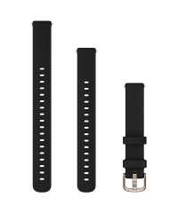 Garmin Lily 2 Quick Release Watch Band - Black Silicone w Cream Gold Hardware