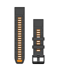 Garmin QuickFit 22 Silicone Watch Band - Graphite/Spark Orange