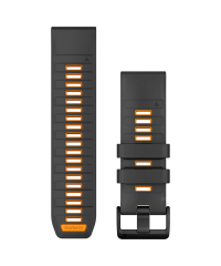 Garmin QuickFit 26 Silicone Watch Band - Graphite/Spark Orange