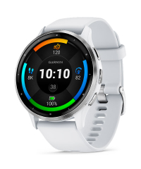 Garmin Venu 3 Silver Bezel w Whitestone Case and Silicone Band