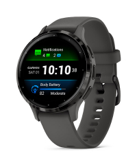 Garmin Venu 3S Slate Bezel w Pebble Grey Case and Silicone Band