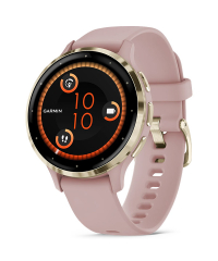 Garmin Venu 3S Soft Gold Bezel w Dust Rose Case and Silicone Band
