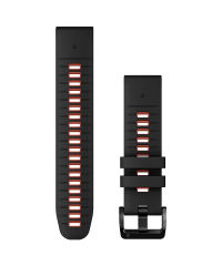 Garmin QuickFit 22 Silicone Watch Band - Black & Flame Red (010-13280-06)