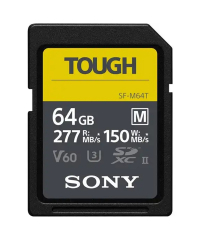 Sony SFM64T 64GB SDXC UHS-II V60 Tough Memory Card High Speed 4K Camera Storage