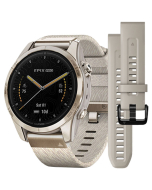 Garmin Epix Pro Gen 2 Sapphire Soft Gold Watch w Cream Heathered Nylon Band - 42mm