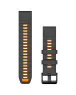 Garmin QuickFit 22 Silicone Watch Band - Graphite/Spark Orange