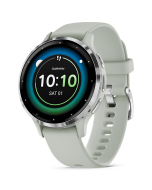 Garmin Venu 3S Silver Bezel w Sage Grey Case and Silicone Band