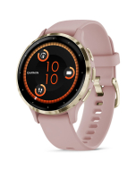 Garmin Venu 3S Soft Gold Bezel w Dust Rose Case and Silicone Band